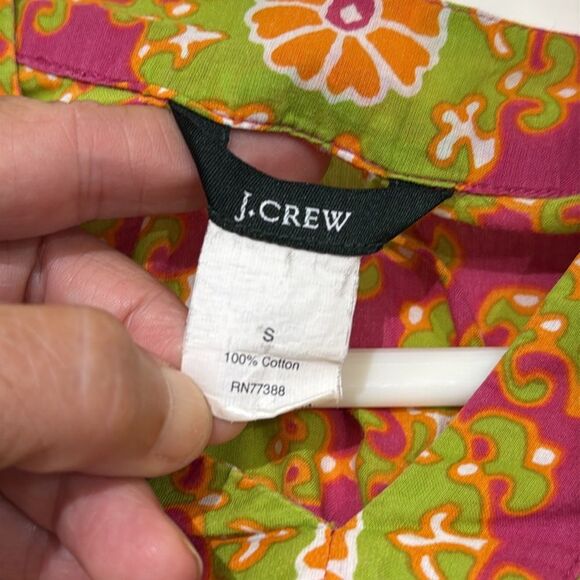 J. Crew 100% Cotton Lightweight Pink Yellow Babydoll Top size Small - Picture 5 of 6